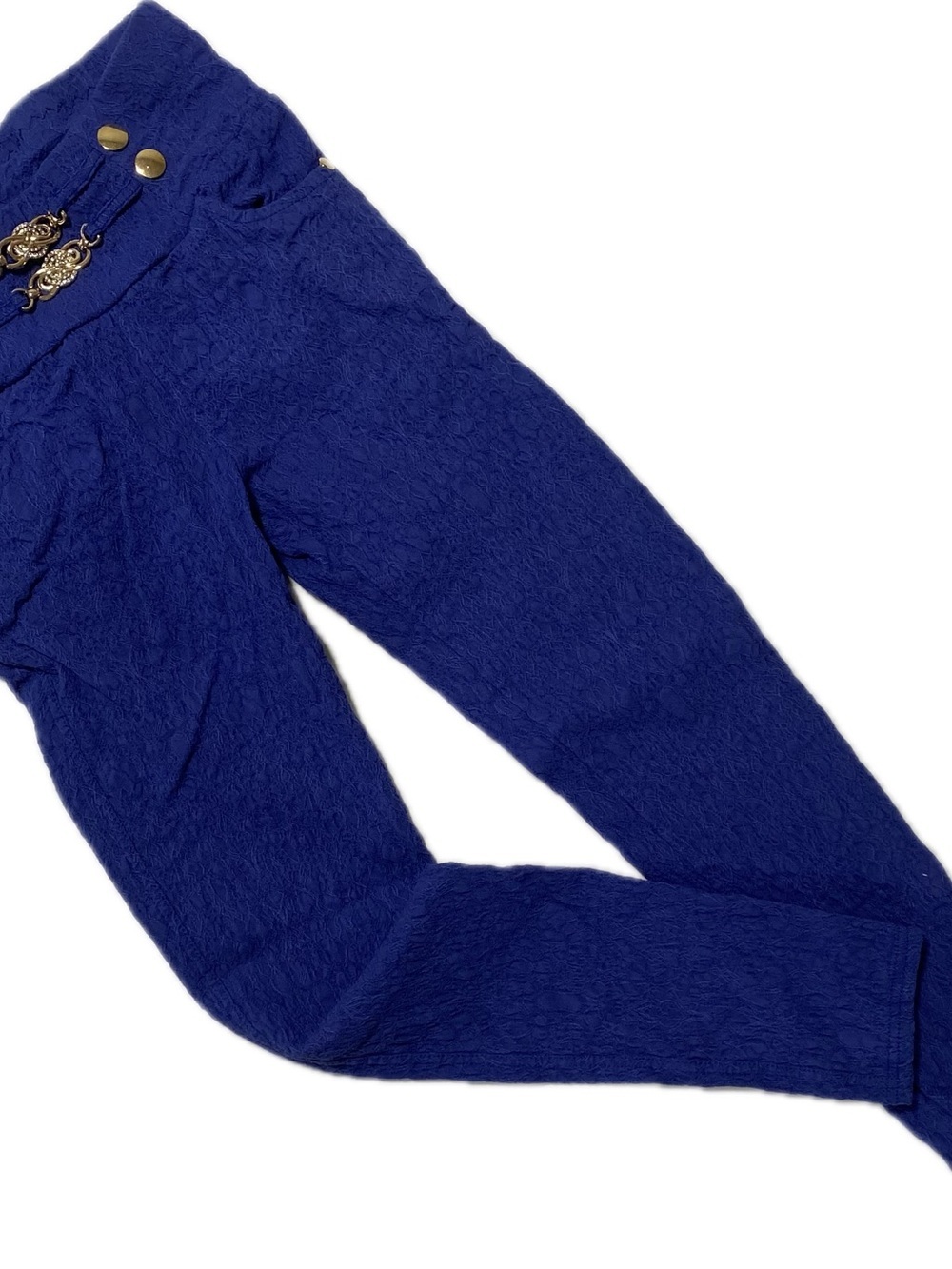 High-Rise Textured Skinny Pants in Royal Blue